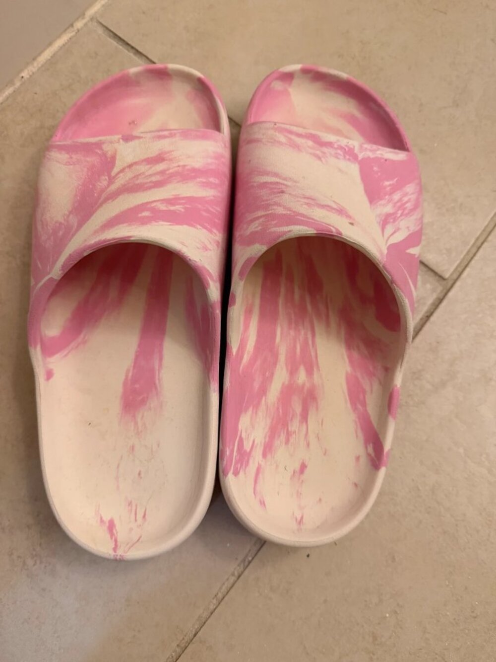 Target Pink White Marble Slide Sandals Size 6.5